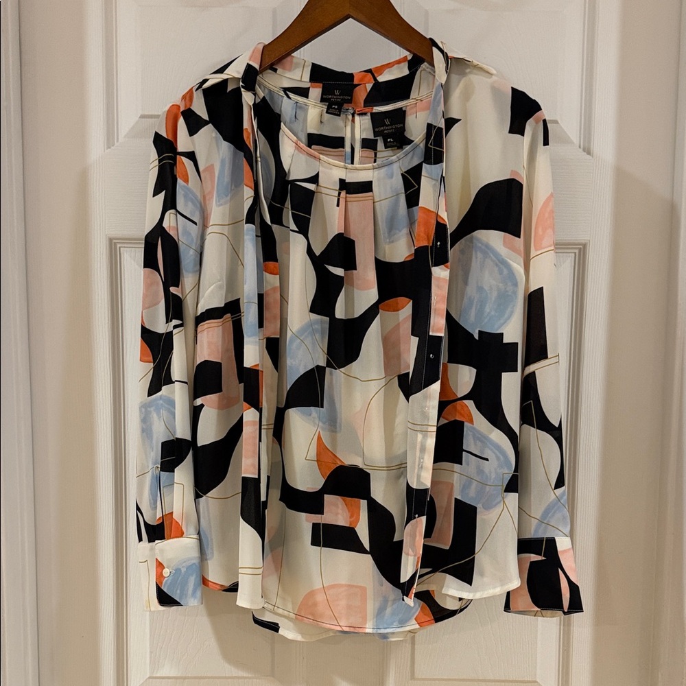 Worthington Multicolor Abstract two piece Blouse